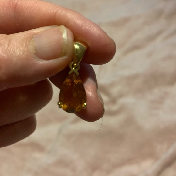 Estate 14k Citrine Lg bale pendant - Picture 2 of 5